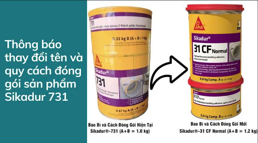 THÔNG BÁO THAY ĐỔI TÊN VÀ QUY CÁCH ĐÓNG GÓI SẢN PHẨM SIKADUR 731 - SIKA ĐỒNG NAI